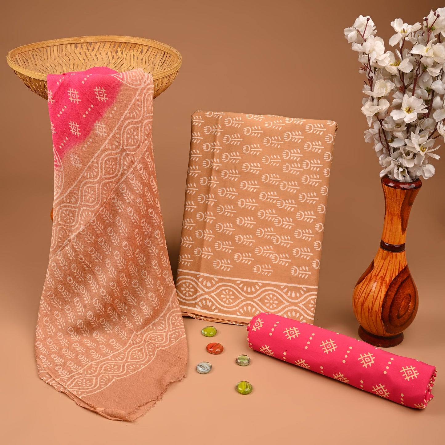 Cotton Suit with Chiffon Dupatta