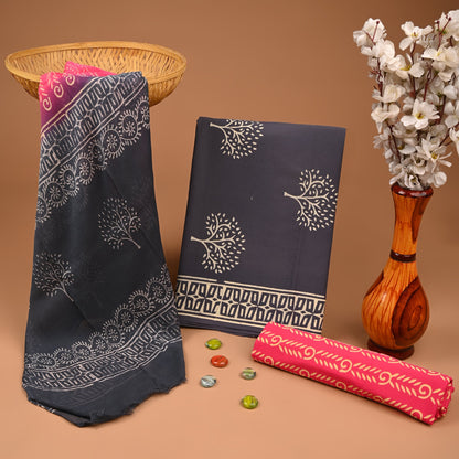 Cotton Suit with Chiffon Dupatta