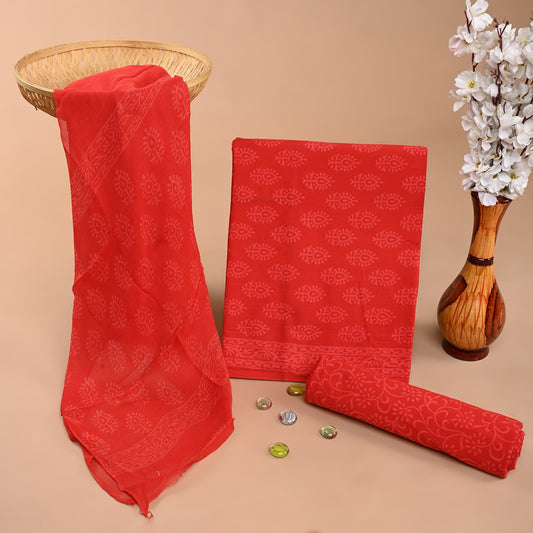 Cotton Suit with Chiffon Dupatta