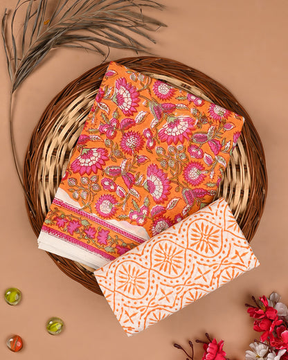 Premium Sanganeri Printed Cotton Suit Top And Bottom Set (BSTB82)