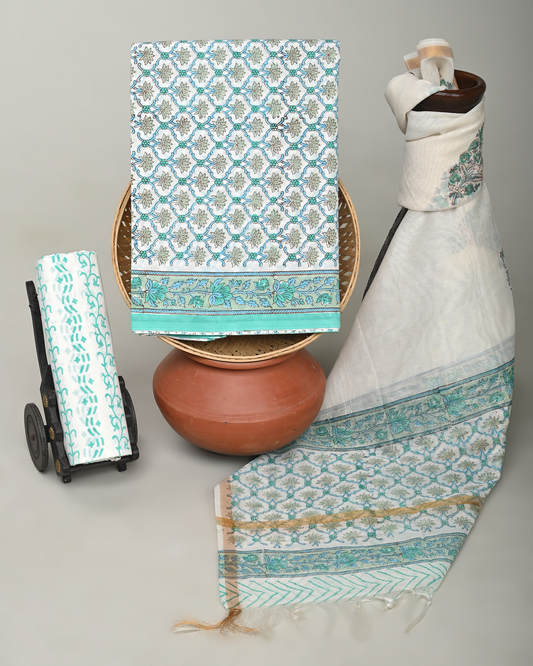 Cotton Suit with Chanderi Dupatta