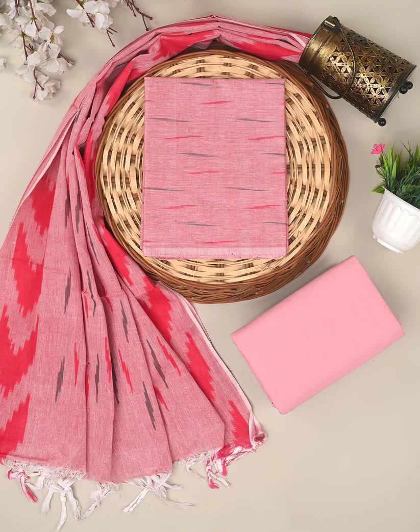 Pink Print Ikkat Suit