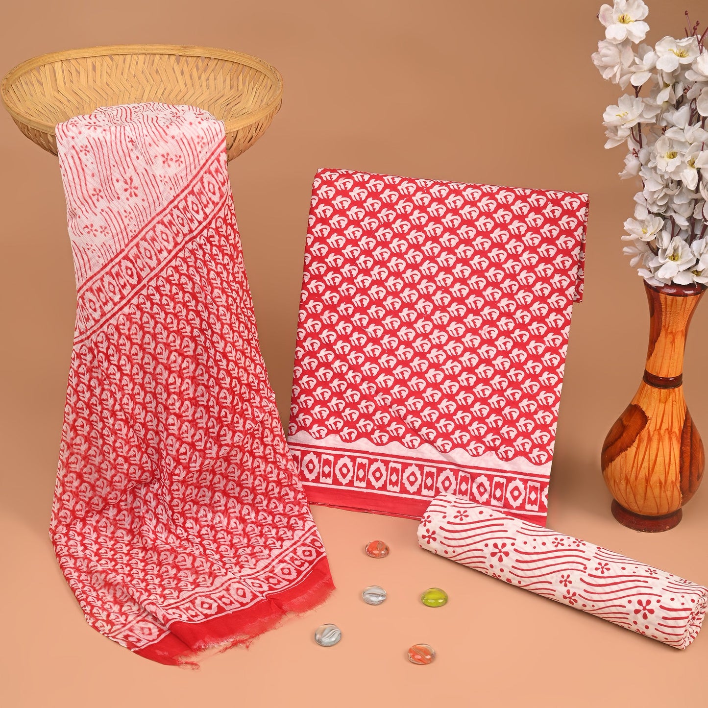 Cotton Suit with Chiffon Dupatta