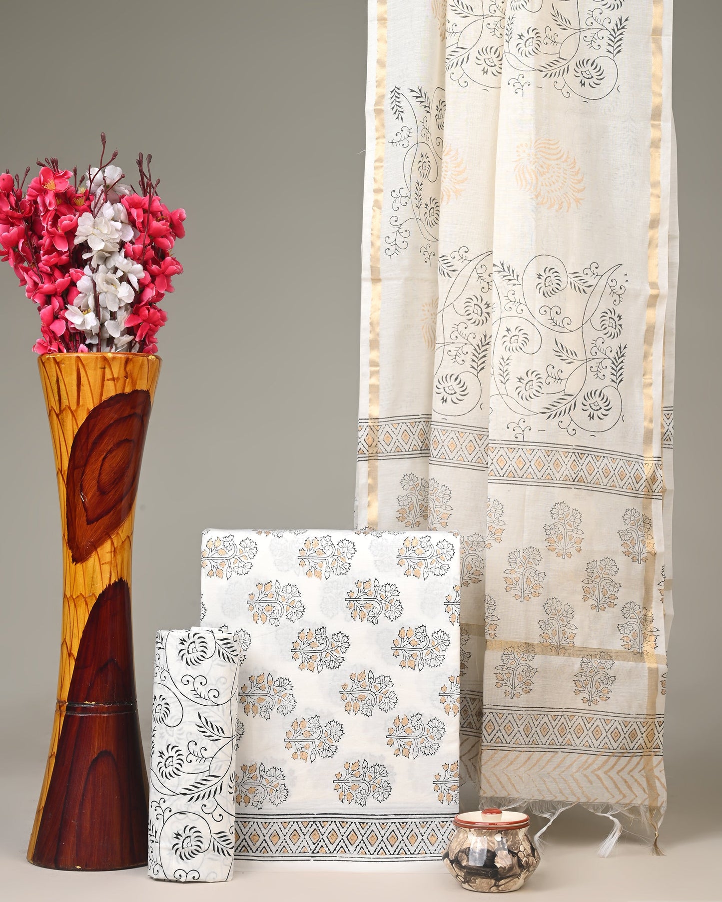 Cotton Suit with Chanderi Dupatta