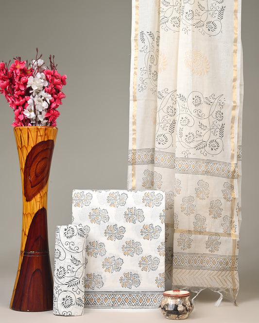 Cotton Suit with Chanderi Dupatta