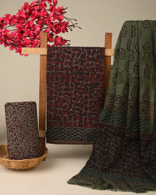 Cotton Suit with Chiffon Dupatta