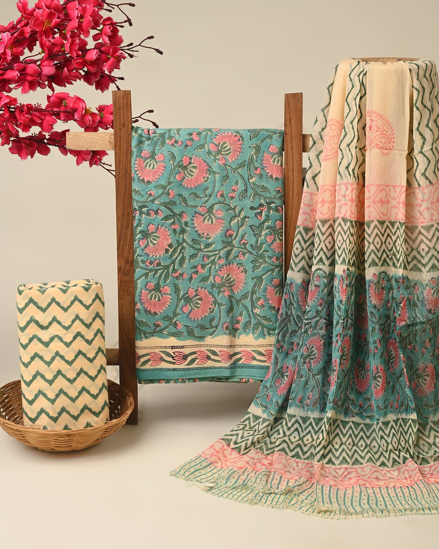 Cotton Suit with Chiffon Dupatta