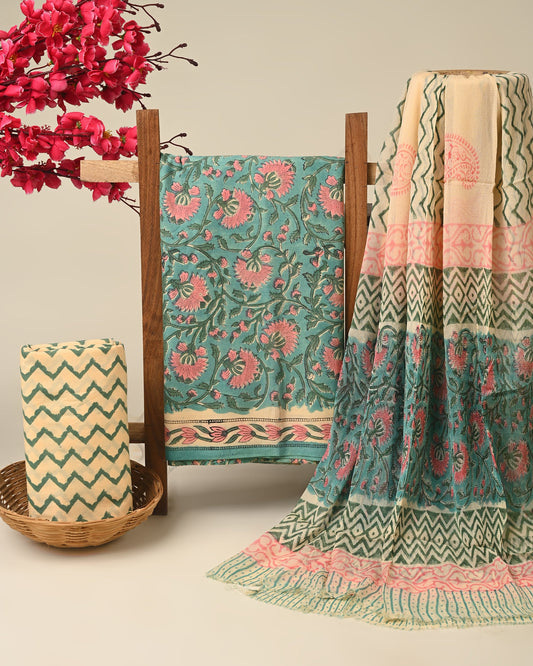 Cotton Suit with Chiffon Dupatta