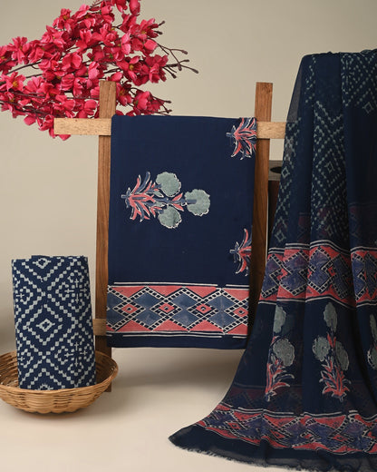 Cotton Suit with Chiffon Dupatta