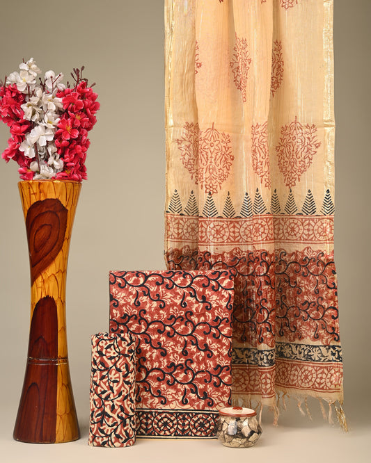 Cotton Suit with Chanderi Dupatta