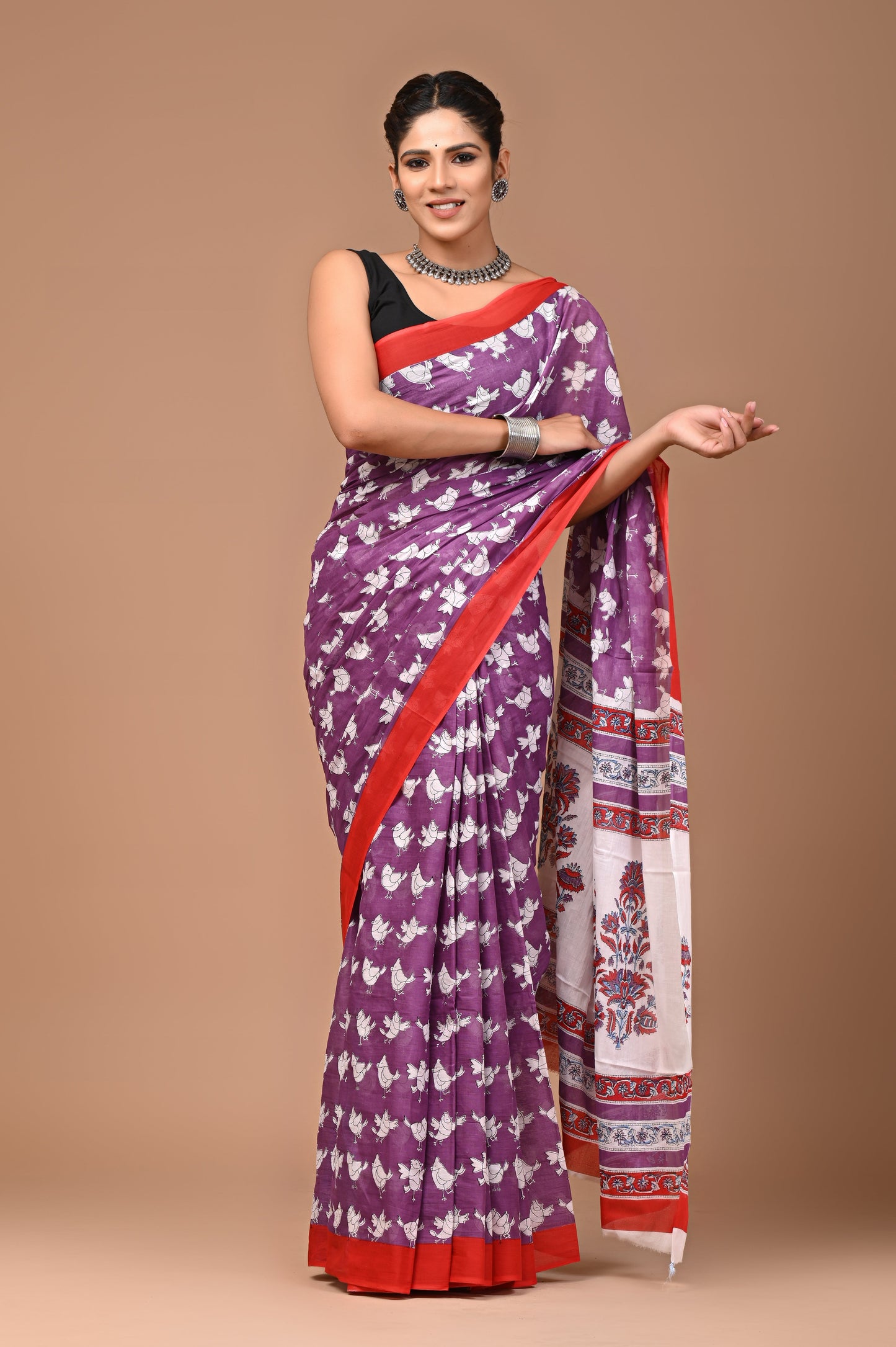 Exclusive Printed Pure Cotton Mulmul Saree With Blouse