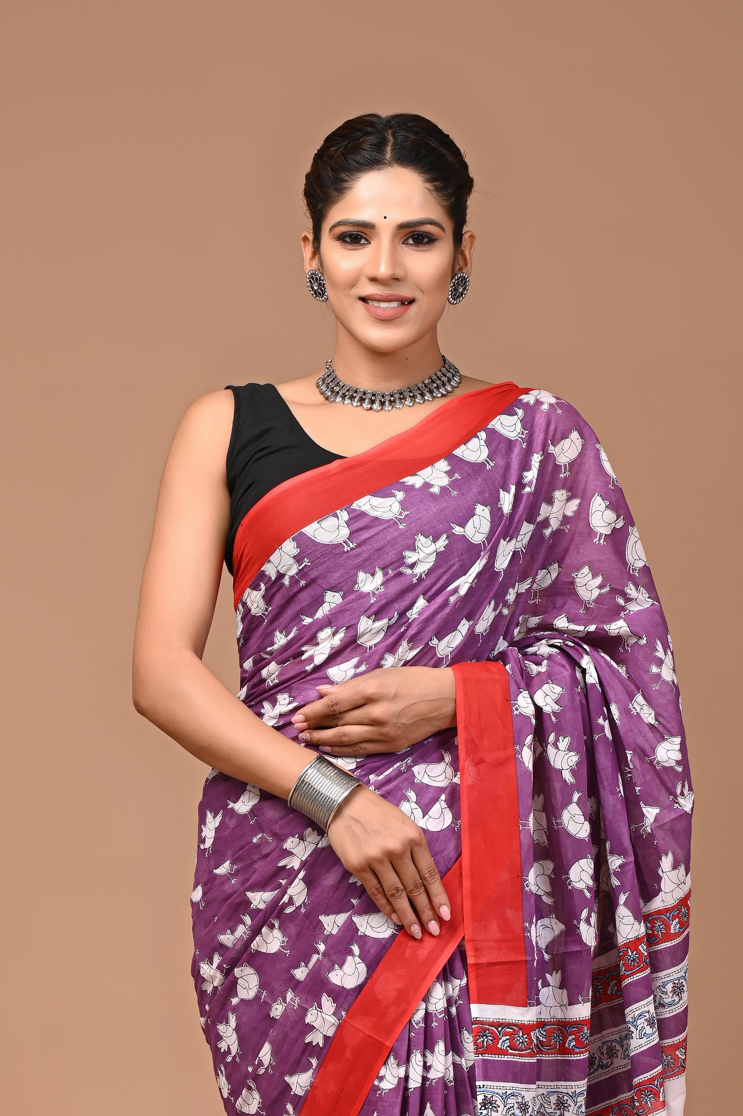 Exclusive Printed Pure Cotton Mulmul Saree With Blouse