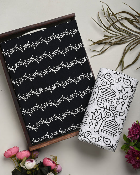 Premium Hand Block Printed Cotton Suit Top And Bottom Set