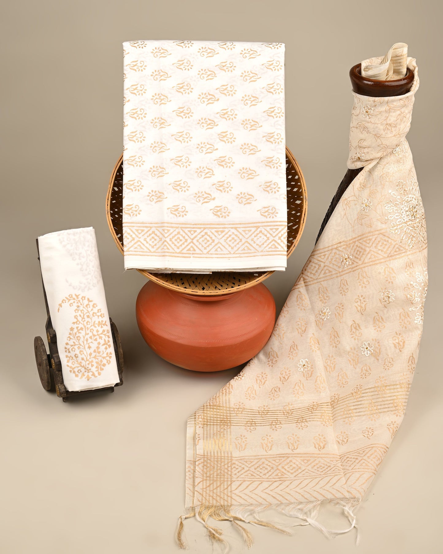 Cotton Suit with Chanderi Dupatta