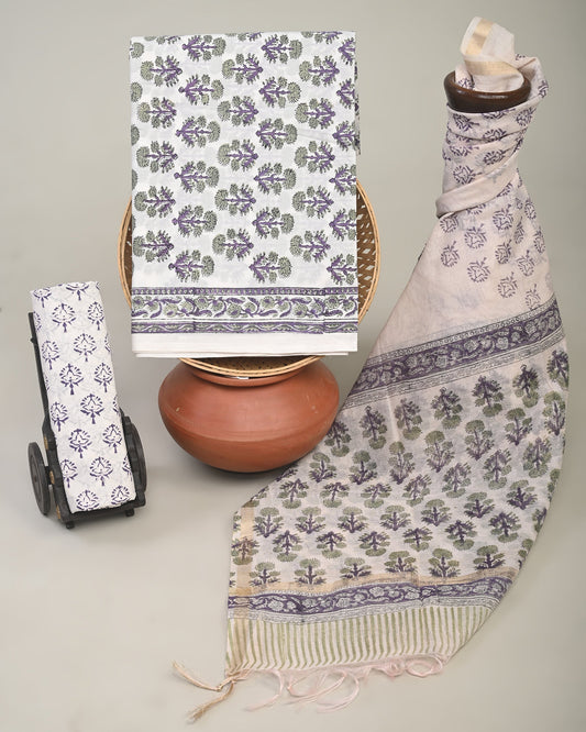 Cotton Suit with Chanderi Dupatta