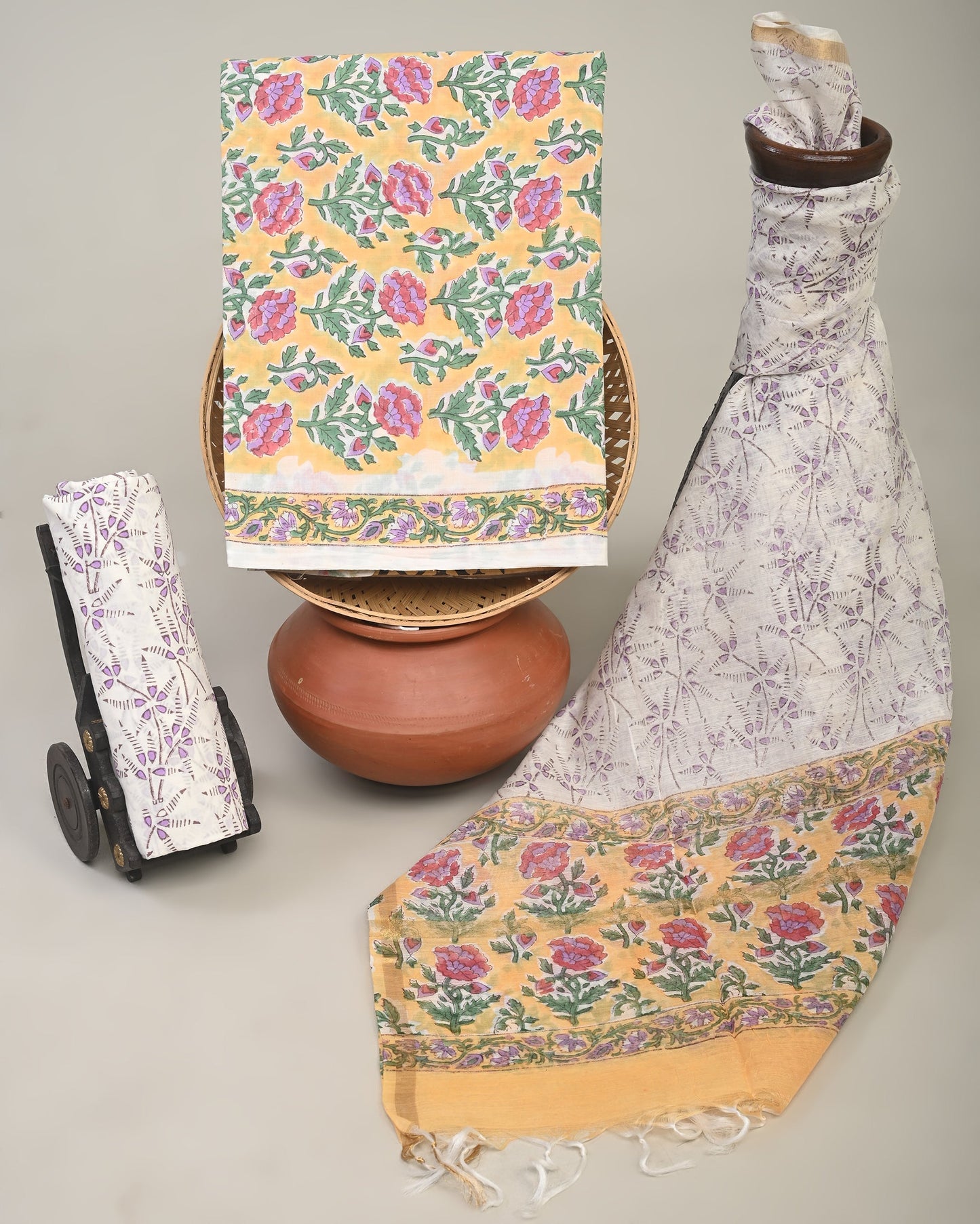 Cotton Suit with Chanderi Dupatta