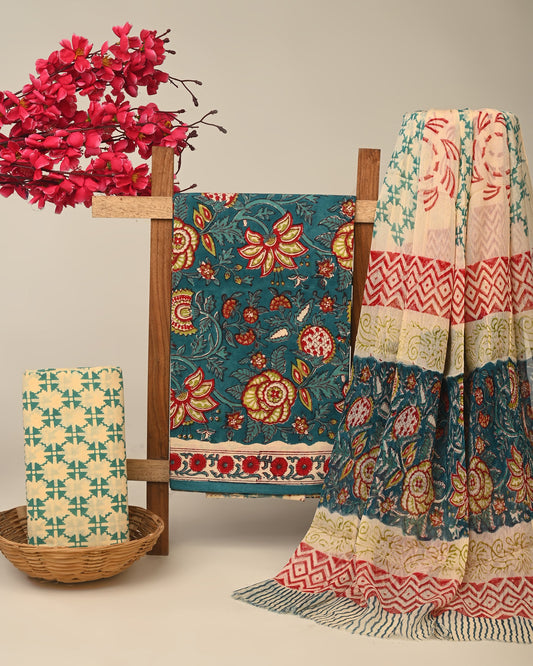 Cotton Suit with Chiffon Dupatta