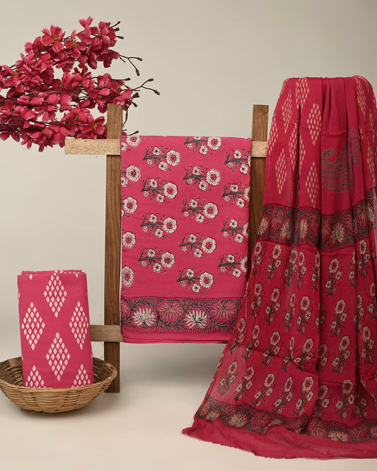 Cotton Suit with Chiffon Dupatta