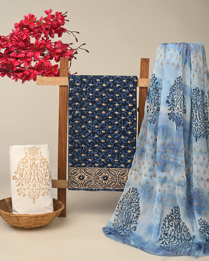 Cotton Suit with Chiffon Dupatta