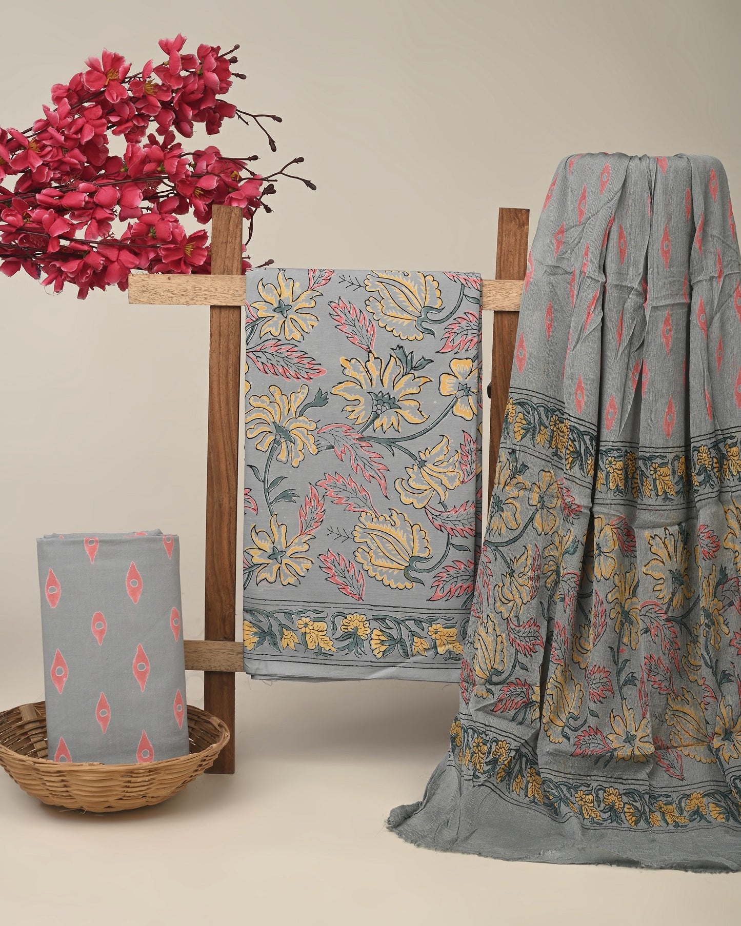 Cotton Suit with Chiffon Dupatta