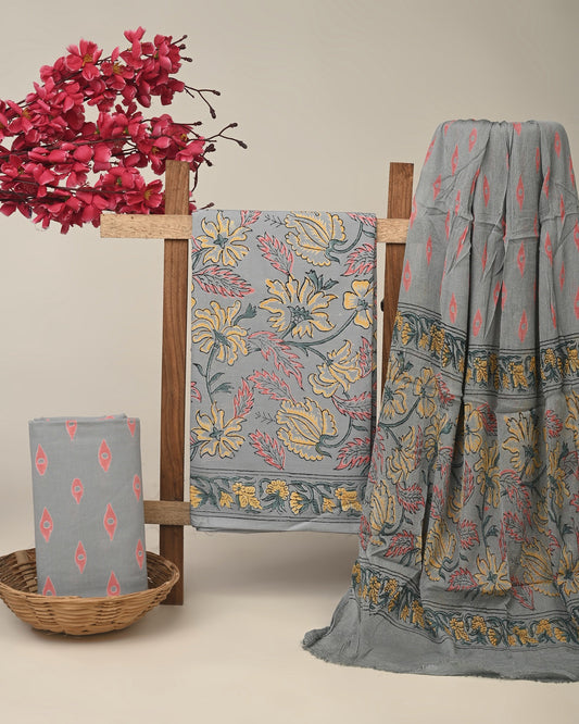 Cotton Suit with Chiffon Dupatta