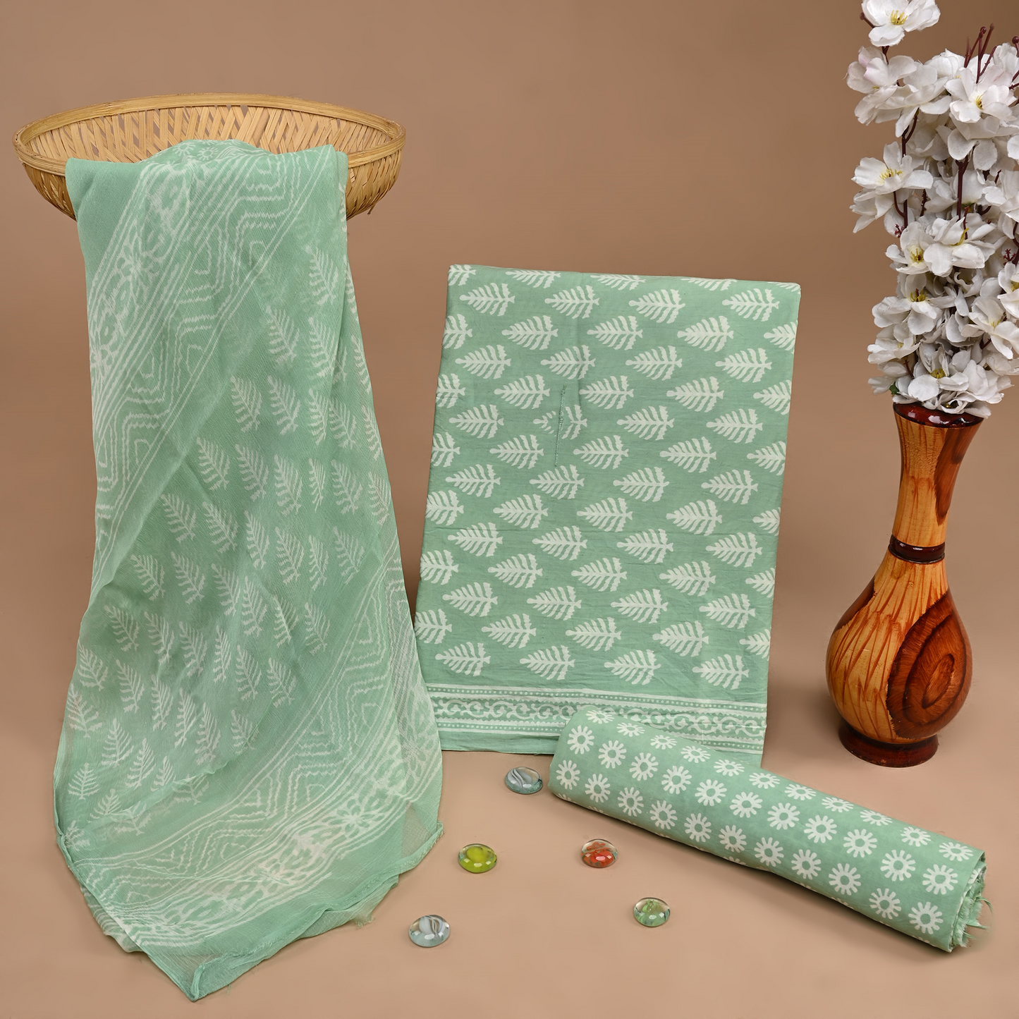 Cotton Suit with Chiffon Dupatta