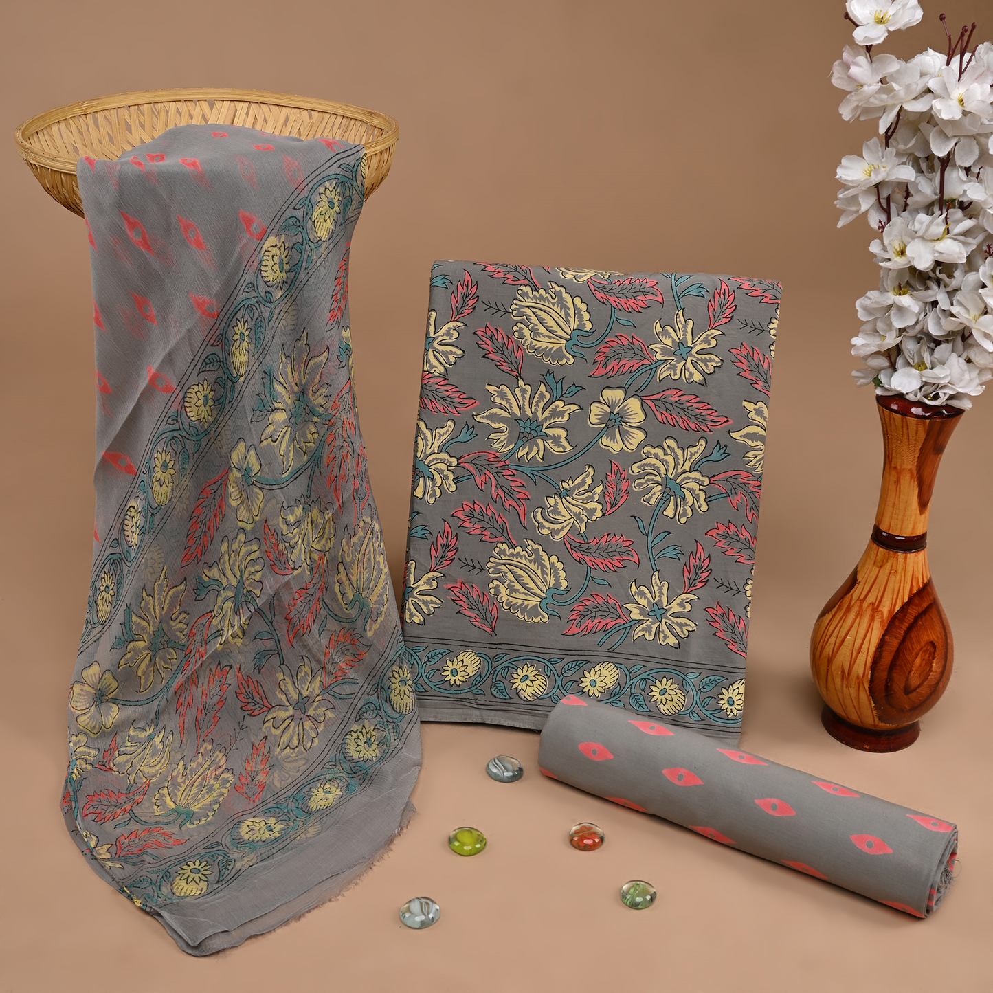 Cotton Suit with Chiffon Dupatta