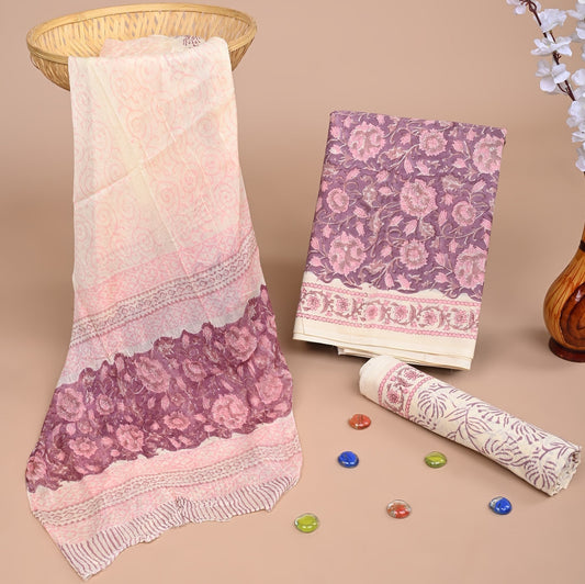 Cotton Suit with Chiffon Dupatta