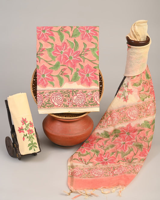 Cotton Suit with Chanderi Dupatta