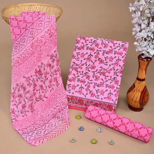Cotton Suit with Chiffon Dupatta