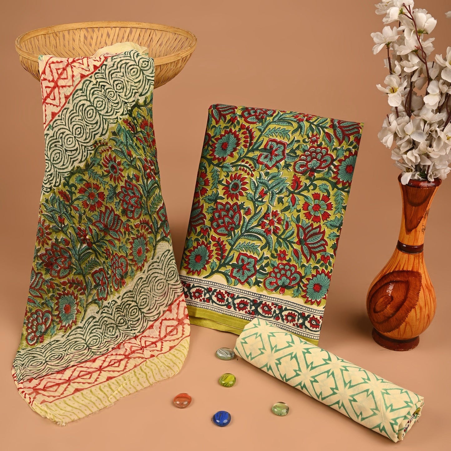 Cotton Suit with Chiffon Dupatta