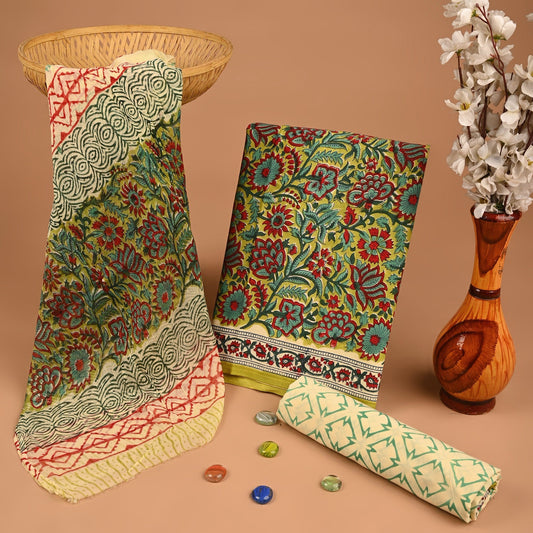 Cotton Suit with Chiffon Dupatta
