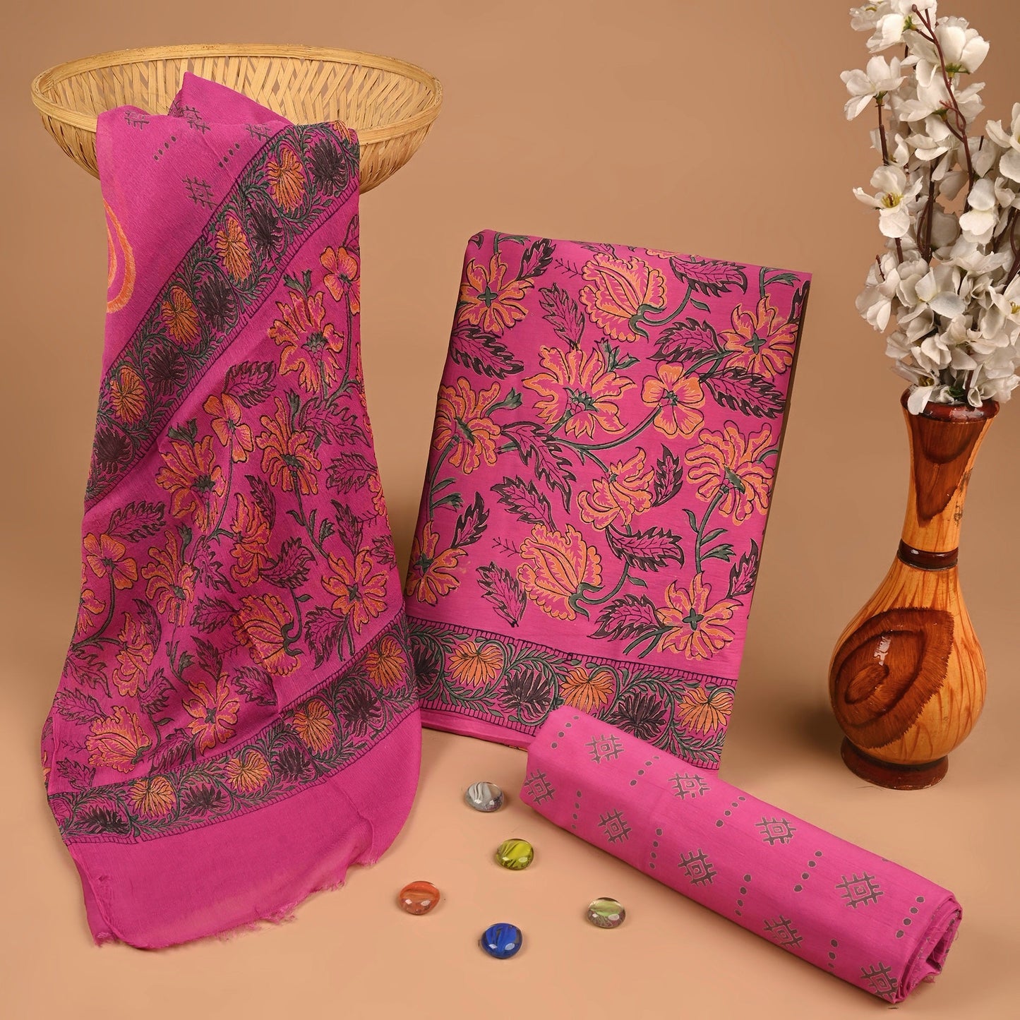 Cotton Suit with Chiffon Dupatta
