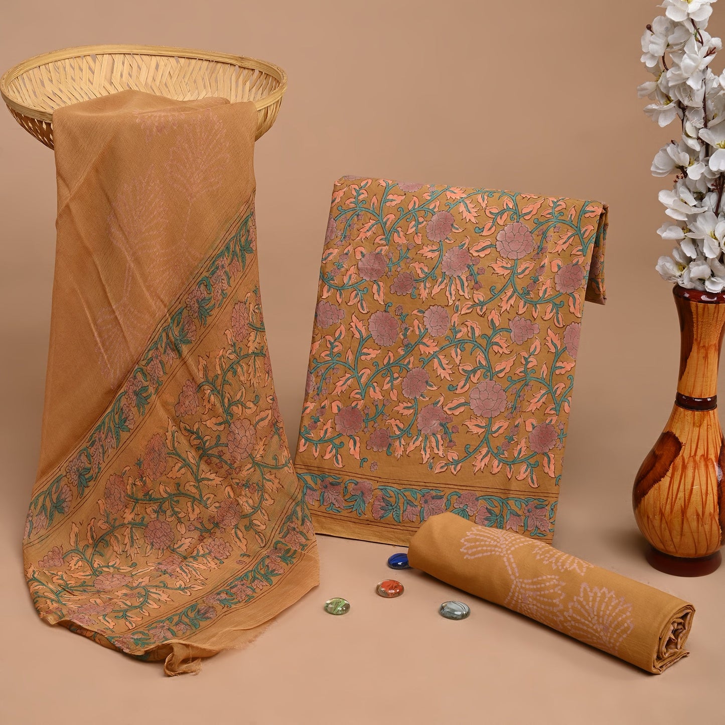 Cotton Suit with Chiffon Dupatta