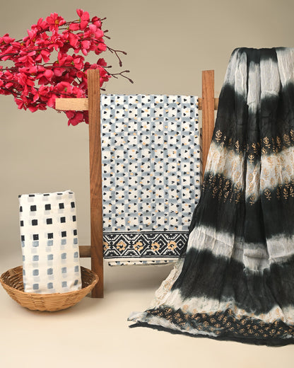 Cotton Suit with Chiffon Dupatta