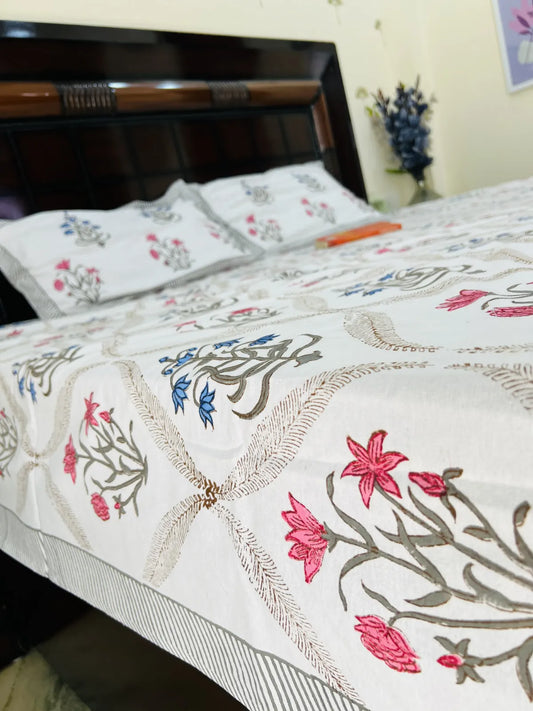 Do Rang Jaal cotton bedsheet set - Heritagewear