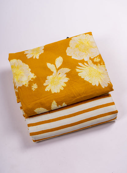 Pure Cotton Cambric Mix And Match Yellow Color Block Print Fabric.