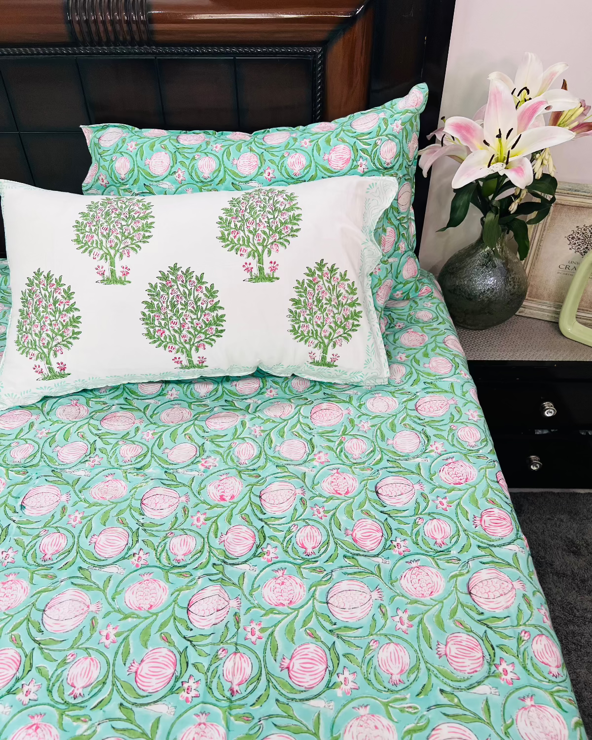 Gulabi Anar cotton bedsheet set - Heritagewear
