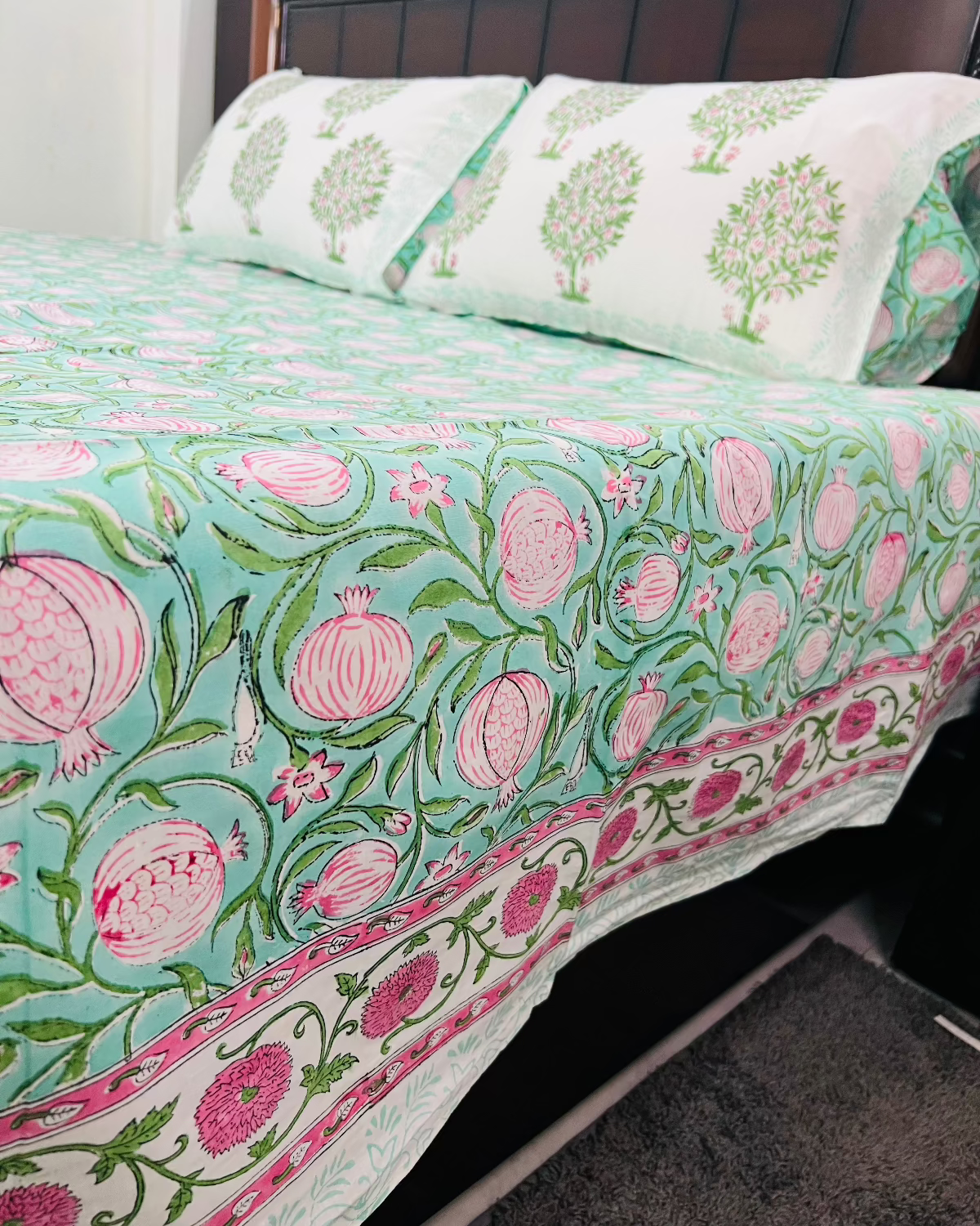 Gulabi Anar cotton bedsheet set - Heritagewear
