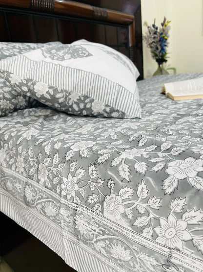 Neelpatra Boota cotton bedsheet set - Heritagewear