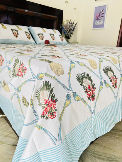 Tropical Pineapple cotton bedsheet set - Heritagewear