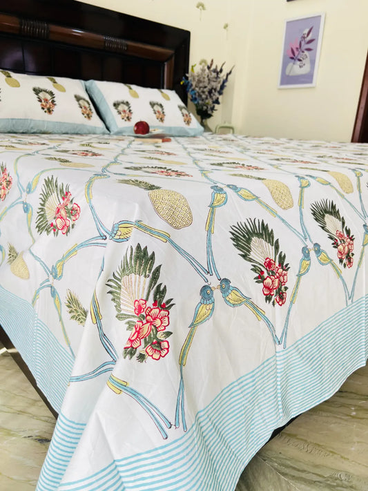 Tropical Pineapple cotton bedsheet set - Heritagewear