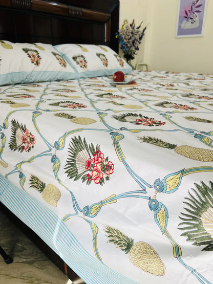 Tropical Pineapple cotton bedsheet set - Heritagewear