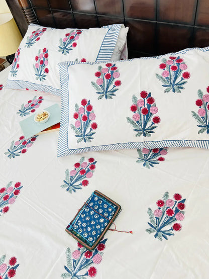 Guldasta Boota cotton bedsheet set - Heritagewear