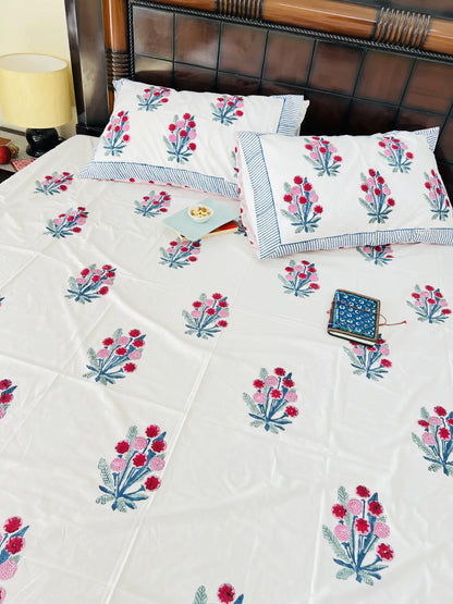Guldasta Boota cotton bedsheet set - Heritagewear