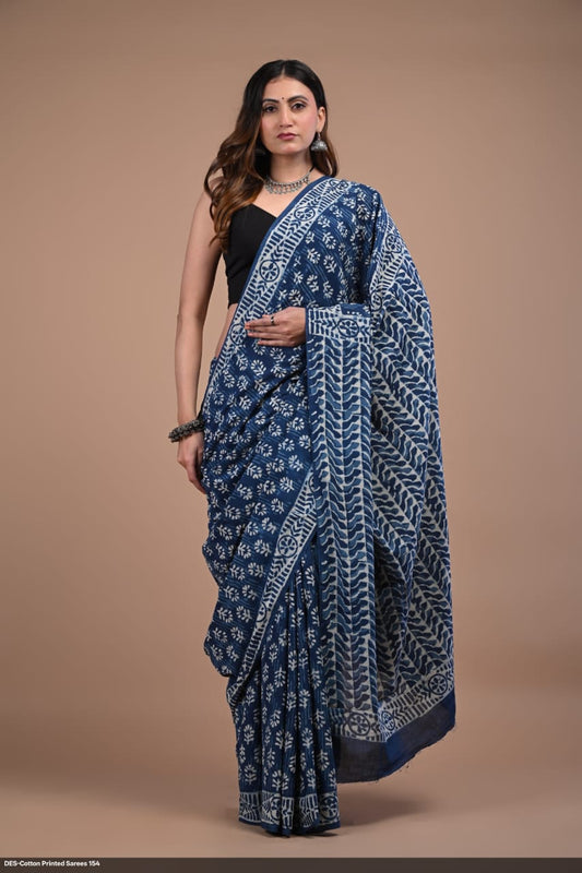 Soft & Lightweight Hand Block Printed Mulmul Cotton Saree