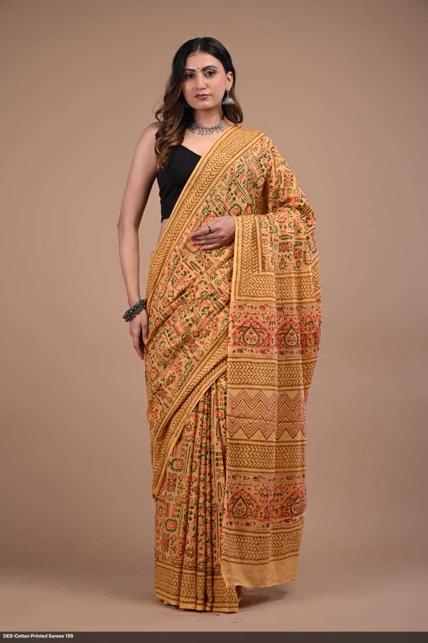 Soft & Lightweight Hand Block Printed Mulmul Cotton Saree