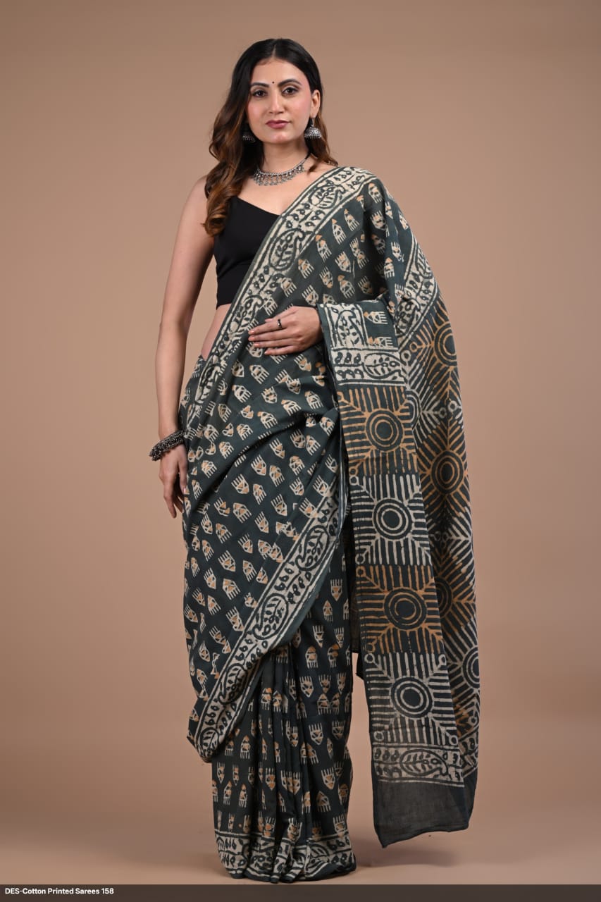 Soft & Lightweight Hand Block Printed Mulmul Cotton Saree