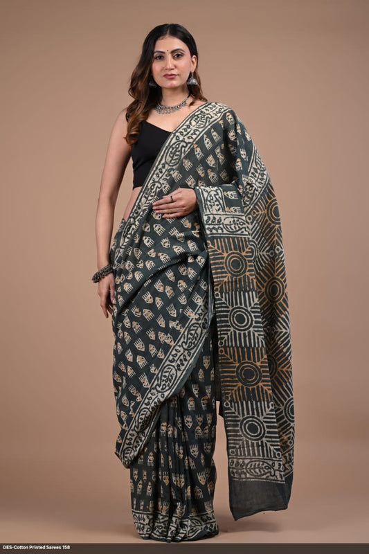 Soft & Lightweight Hand Block Printed Mulmul Cotton Saree