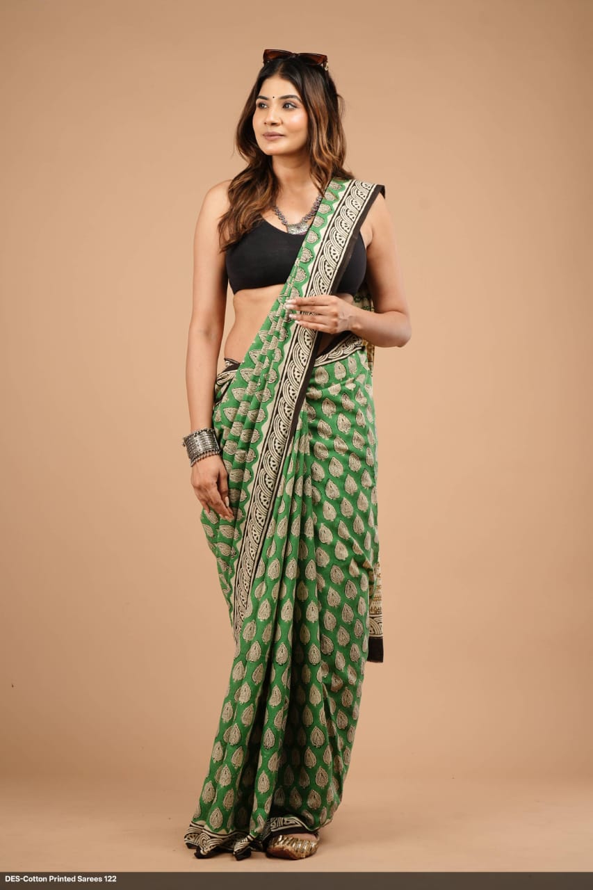 Soft & Lightweight Hand Block Printed Mulmul Cotton Saree